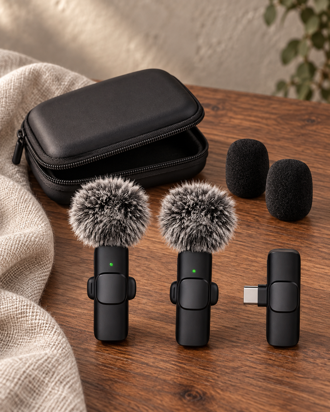 DUET Kit + Case — two mics and case editorial, black