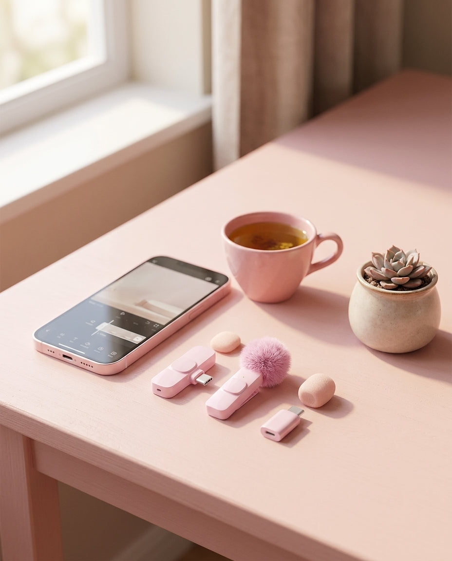 SOLO Kit in Pink on a pastel desk